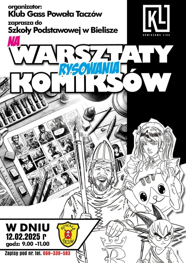 Paweł Gierczak (Tajfun Nino) uczył dzieciaki, jak rysować komiksy. Komiksowa Liga zorganizowała kolejne warsztaty